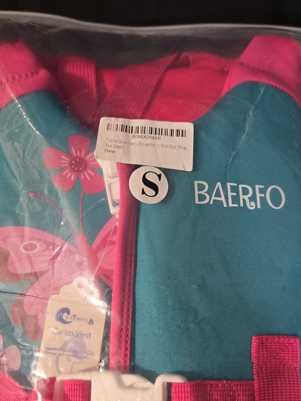 BAERFO Kids Life Vest - Teal & Hot Pink - Picture 3 of 4